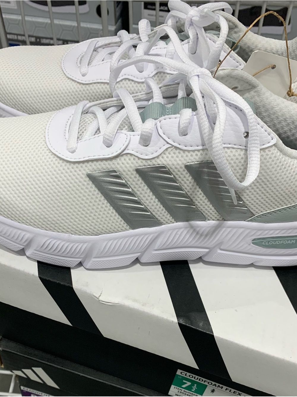 adidas White and Silver NEW IN BOX Cloudfoam Athletic Sneakers